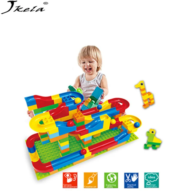 

[My Style] 2019 Funny DIY Race Run Track Colorful Construction Balls Rolling Track Building Blocks Compatible LegoINGly Duploe