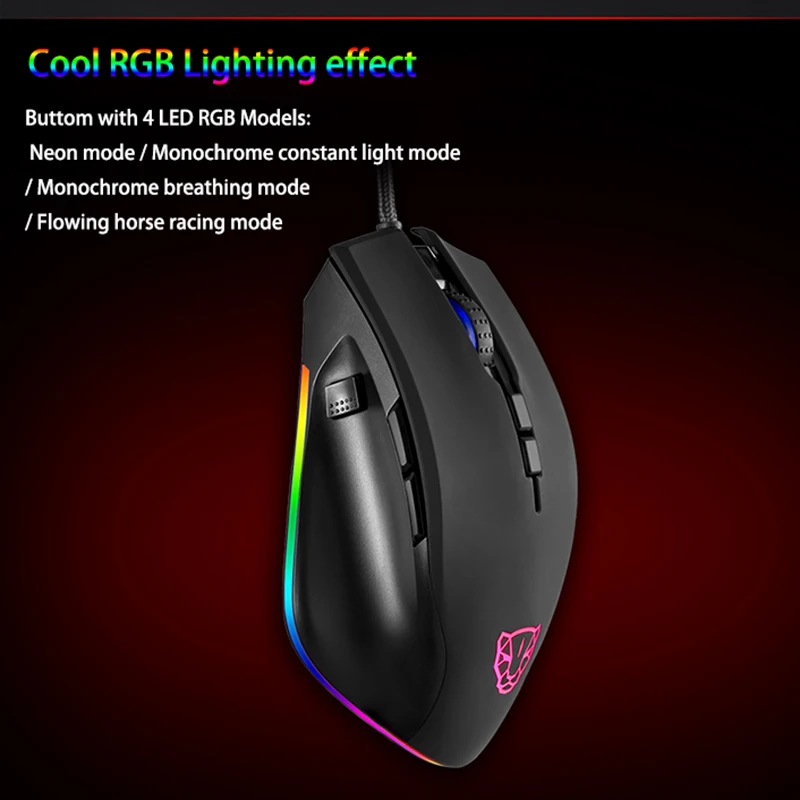 Motospeed V80 RGB профессиональная игровая геймерская мышь 5000 DPI USB компьютерная