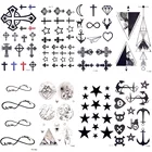 Крутые Христос Крест Иисус временные татуировки наклейки черные звезды якорь Мужской тело руки искусство водостойкие татуировки женщины маленький Татуировка палец