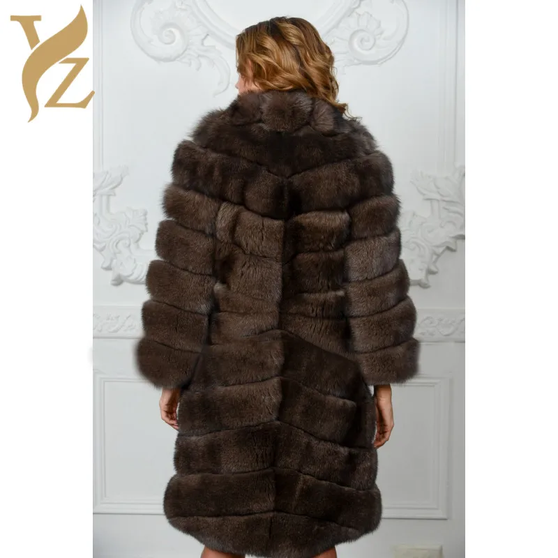 Новинка роскошное Женское пальто из натурального Лисьего меха толстое с