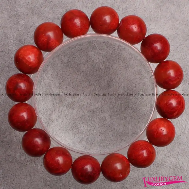 

8,10,12,14mm Natural Red Grass Corals Elasticity Bracelets 7.5" w3600
