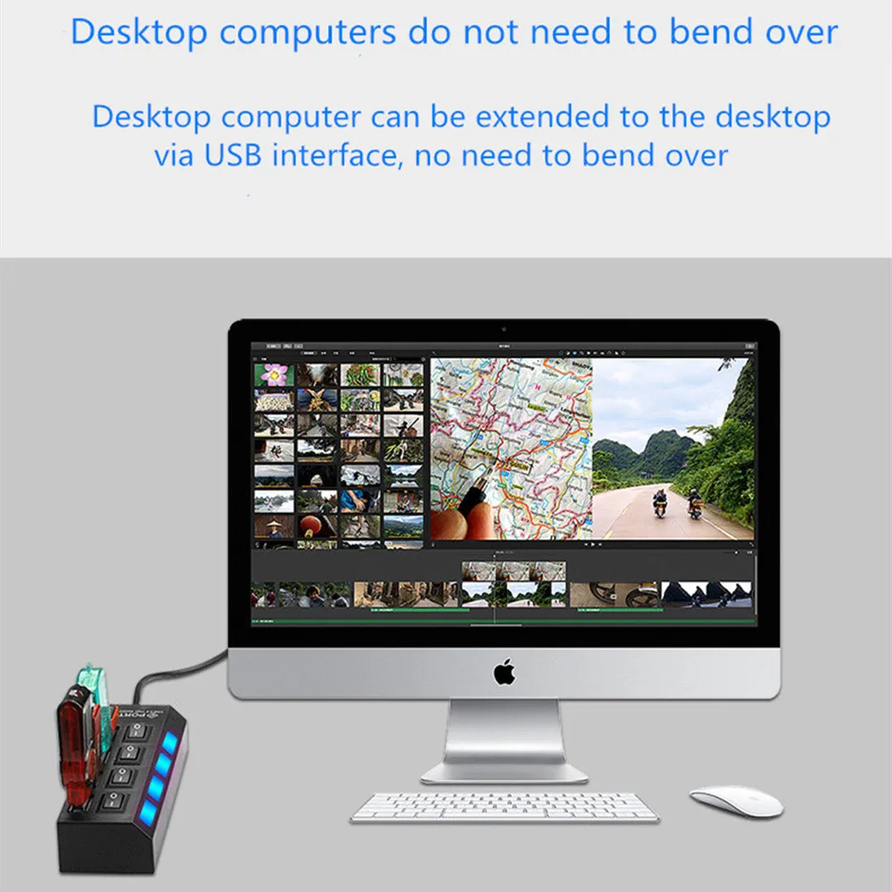 4/7 порт высокоскоростной USB 2,0 концентратор Мульти USB hub-разветвитель светодиодный дисплей с Отдельный переключатель адаптер для ПК Компьютерные аксессуары