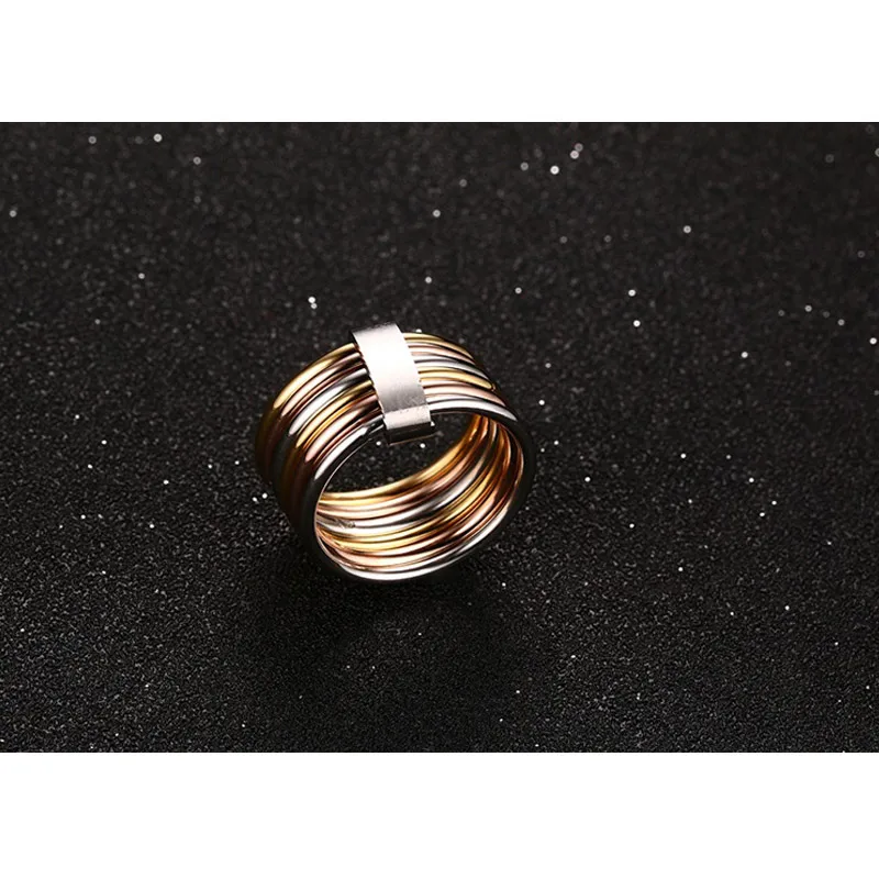 Модный набор колец для коктейлей 6 простых широкий женщин три цвета