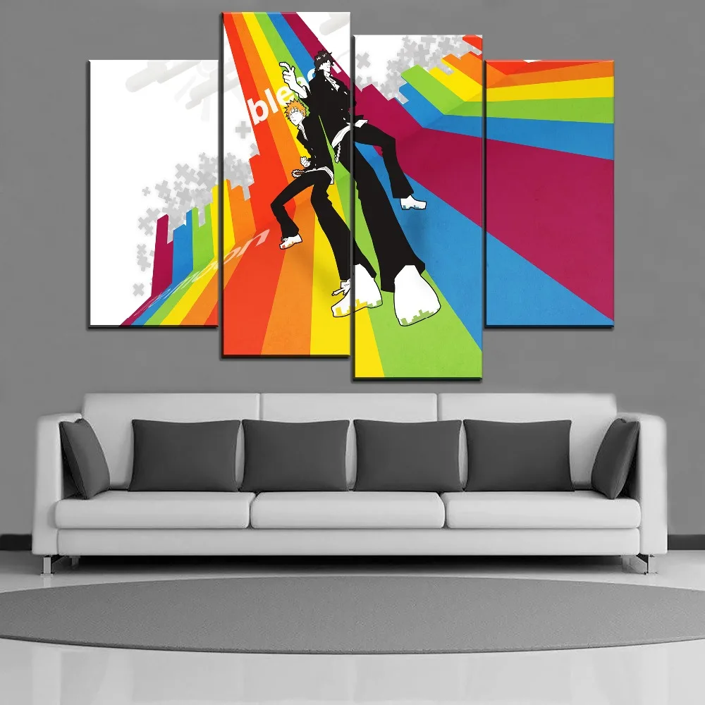 Modern Printed Type Anime Bleach Poster Wall Art Decor Framework 3 Pieces Ichigo Kurosaki And Yasutora Sado Canvas Painting | Дом и сад