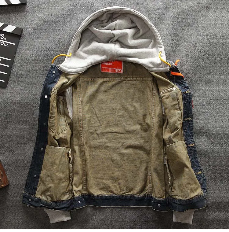 Мужская джинсовая куртка с капюшоном на весну-осень 2017 | одежда