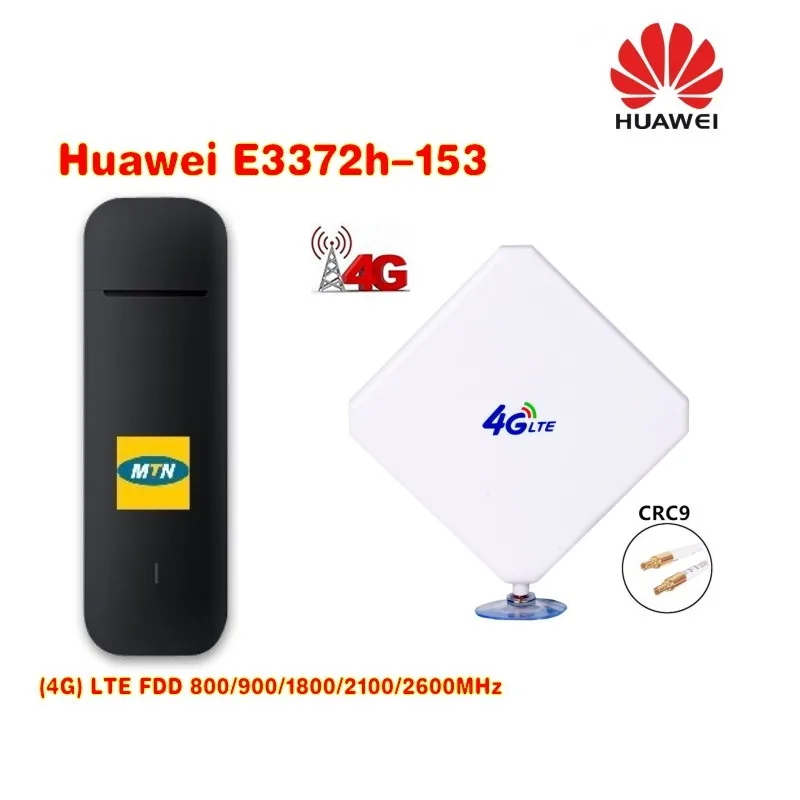 Unlock HUAWEI E3372 E3372h-153/ 607 150Mbps 4G LTE USB Modem dongle Dual Antenna Port