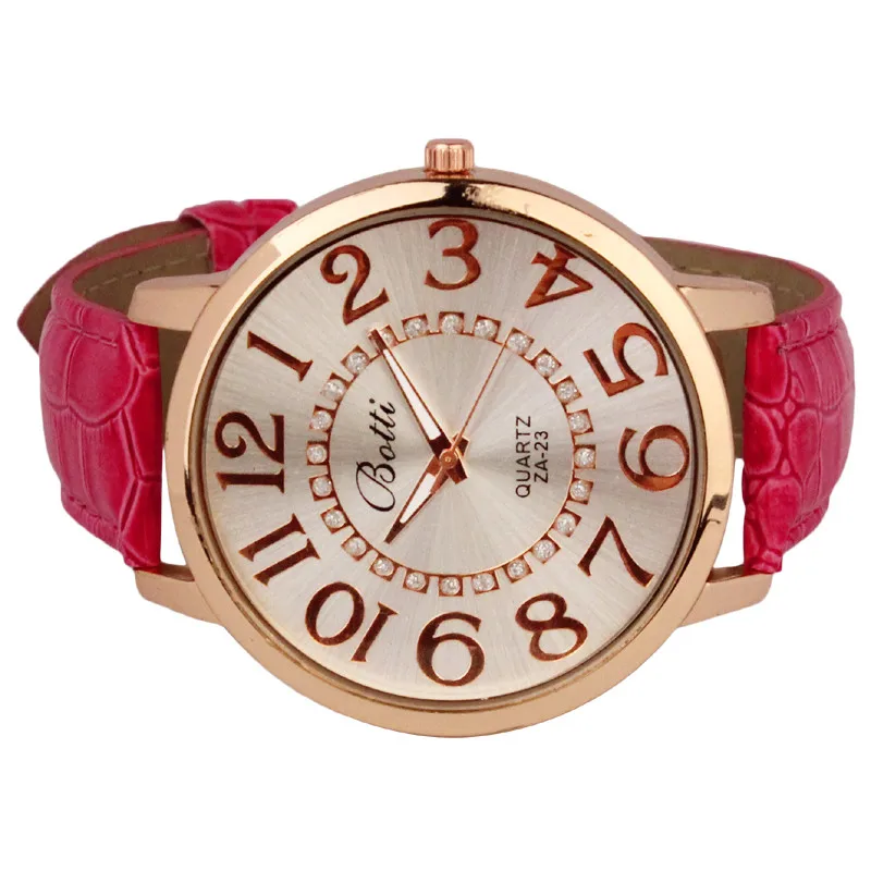 Женские Модные Аналоговые кварцевые часы с большим числом Легко читаемые