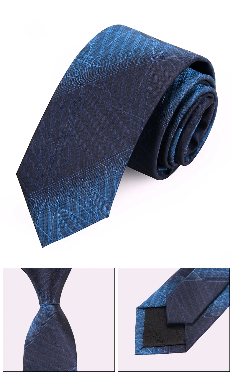 7 см галстук для Для мужчин Роскошные Формальные смокинг Свадебная вечеринка Для мужчин галстук синий в полоску Для мужчин s, Одежда высшего качества из микрофибры с подарком коробка
