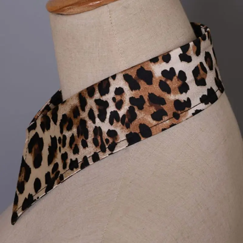 Fashion Leopard Print Collar Shirt Fake Tie Detachable False Lapel Blouse Top Women Clothes Accessories |
