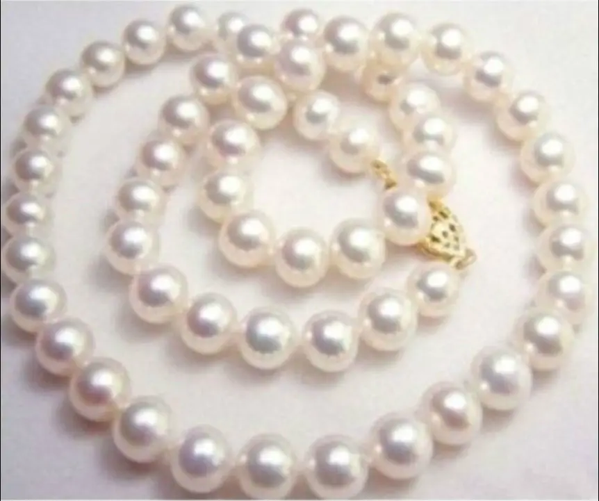 

NEW 9-10MM NATURAL WHITE SOUTH SEA AAA+ PEARL NECKLACE 17 INCH YELLOW GOLD Plated