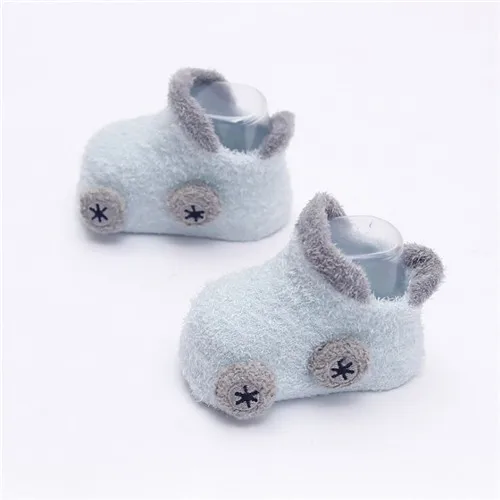 light blue Lawadka/носки для малышей из кораллового флиса, милые носки для маленьких девочек с рисунком машины, мягкие зимние теплые детские носки для мальчиков, Размеры S(3M-9 мес.) и M(12-24 мес - Цвет: light blue