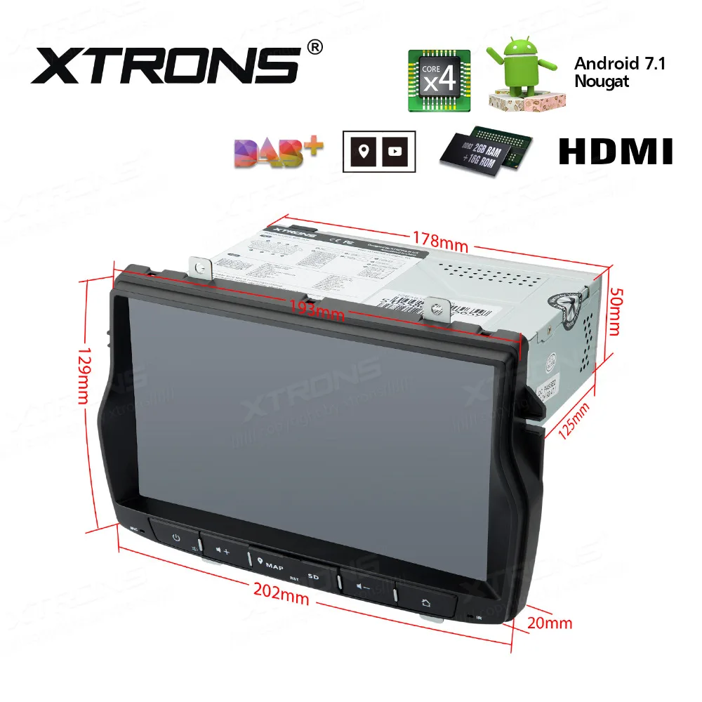 Автомобильный мультимедийный плеер XTRONS 8 дюймов один Din Android 7 1 навигация GPS HDMI