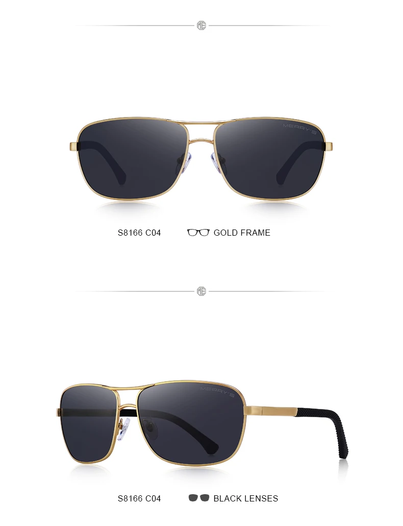 MERRYS DESIGN Men Classic Rectangle Sunglasses HD Polarized Sun glasses For Driving TR90 Legs UV400 Protection S8166