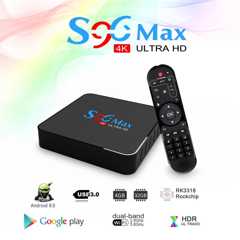Android 9,0 Smart tv BOX 4 ГБ 32 ГБ S96 MAX ТВ приставка RK3318 2,4G/5G двойной wifi BT4.1 4K медиаплеер ТВ приемник PK X96