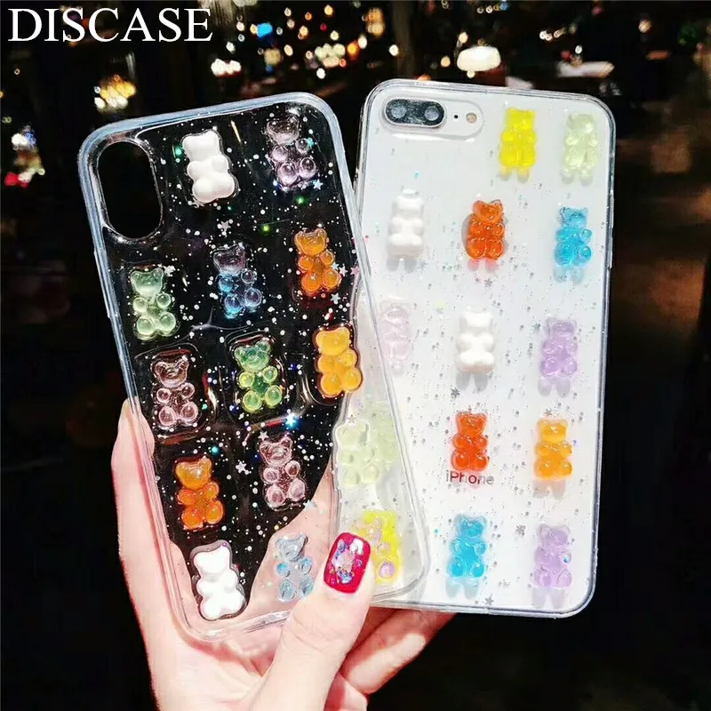 DISCASE Модный милый 3D стерео медведь чехол для телефона iphone X 8 7 6 6s plus Простой ТПУ