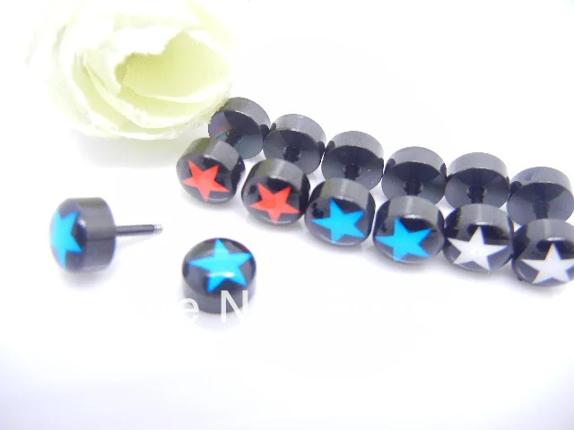 

LOT50pcs Free Shippment Body Jewelry -Stainless Steel stars Fake Ear Plugs Illusion Ear Tapers Expander Plug Ear Studs
