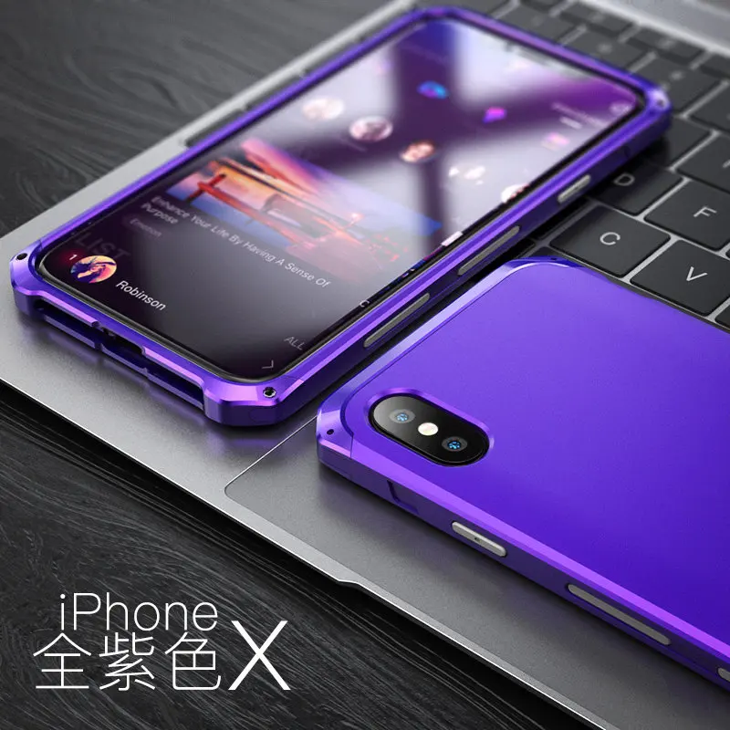 Чехол для iPhone 8, металлический каркас, жесткая задняя крышка из ТПУ, военный класс, противоударный чехол для iPhone 8 S 7 plus, чехол, аксессуары - Цвет: full purple