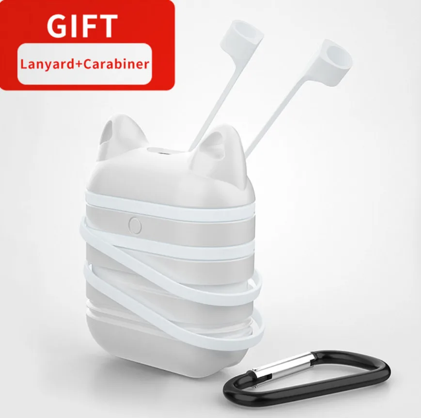 Белый Чехол Caletop для Airpods Air Pods, чехлы i10 TWS, антидетонационный силиконовый защитный чехол для Airpod, аксессуары с защитой от потери веревки - Цвет: Белый