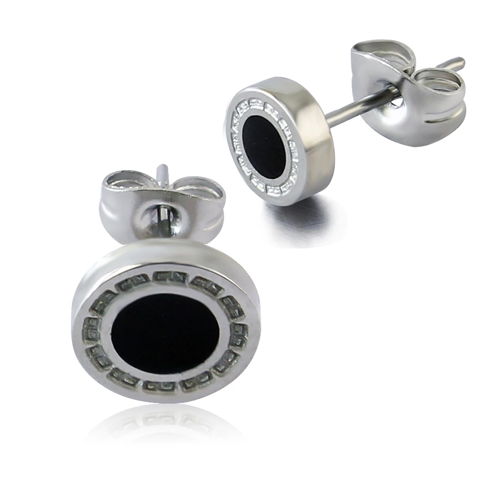 Геометрические серьги-гвоздики с рисунком Great Wall хирургические стальные