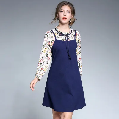 2017 осеннее женское платье из искусственного меха с цветочным принтом в стиле