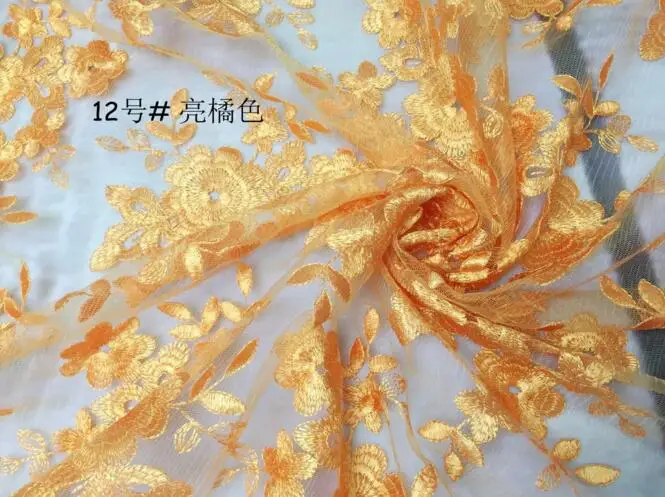 color 12 Французская кружевная ткань высокого качества африканский тюль вышитый цветок Прозрачная Чистая кружевная ткань для нигерийского свадебного платья - Цвет: color 12