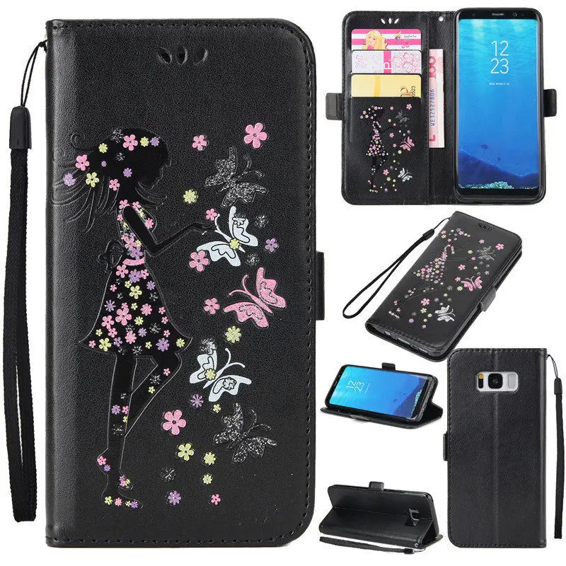 Smilyou кожаный чехол для Samsung Galaxy S5 S6 S7 край S8 плюс девочек в цветочек случае Coque