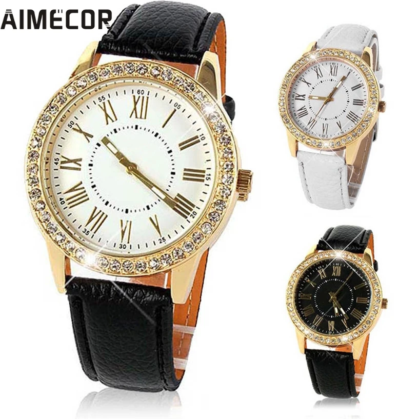 Aimecor/новые модные часы для женщин женские кварцевые с кристаллами девочек