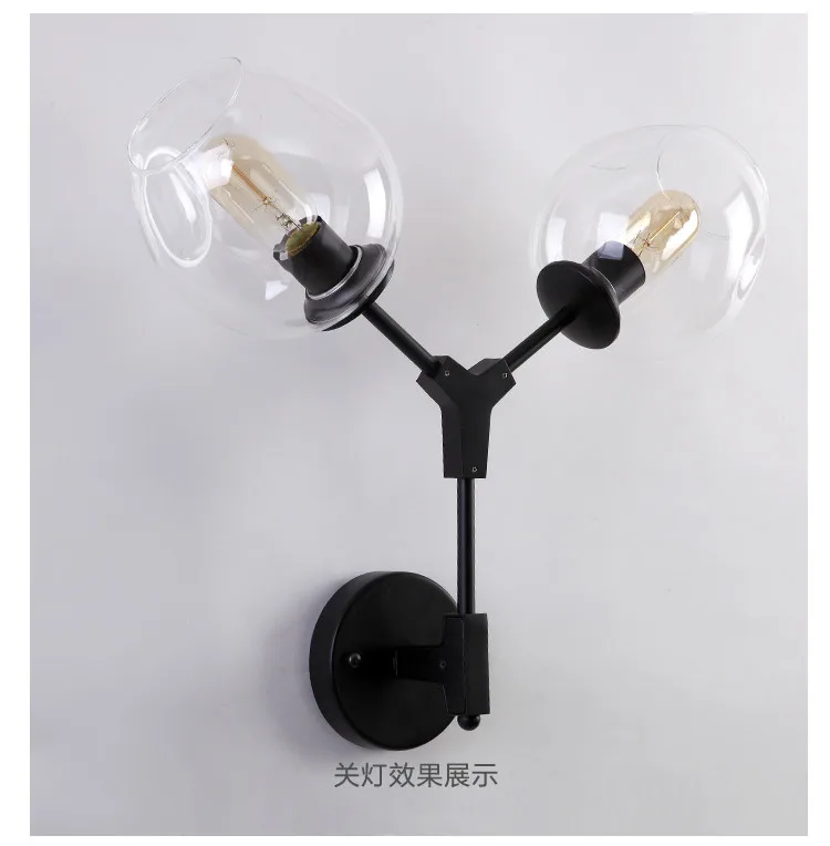 Nordic Bedroom Bedside Wall Lamp Simple Modern Led Fashion Living Room Hall Hallway Double headed Glass Ball Molecular wall lamp | Освещение