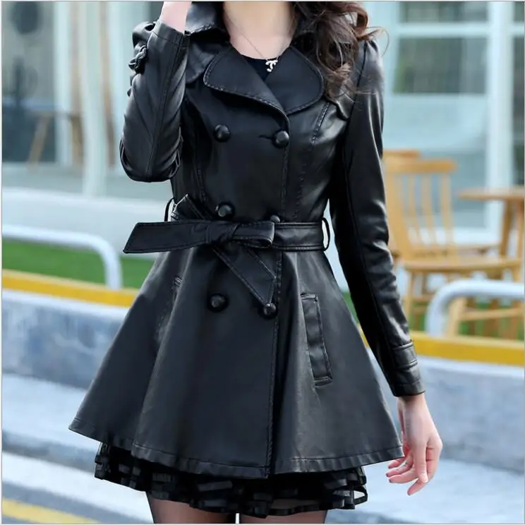 Женская черная утепленная кожаная куртка женская женский длинный кожаный