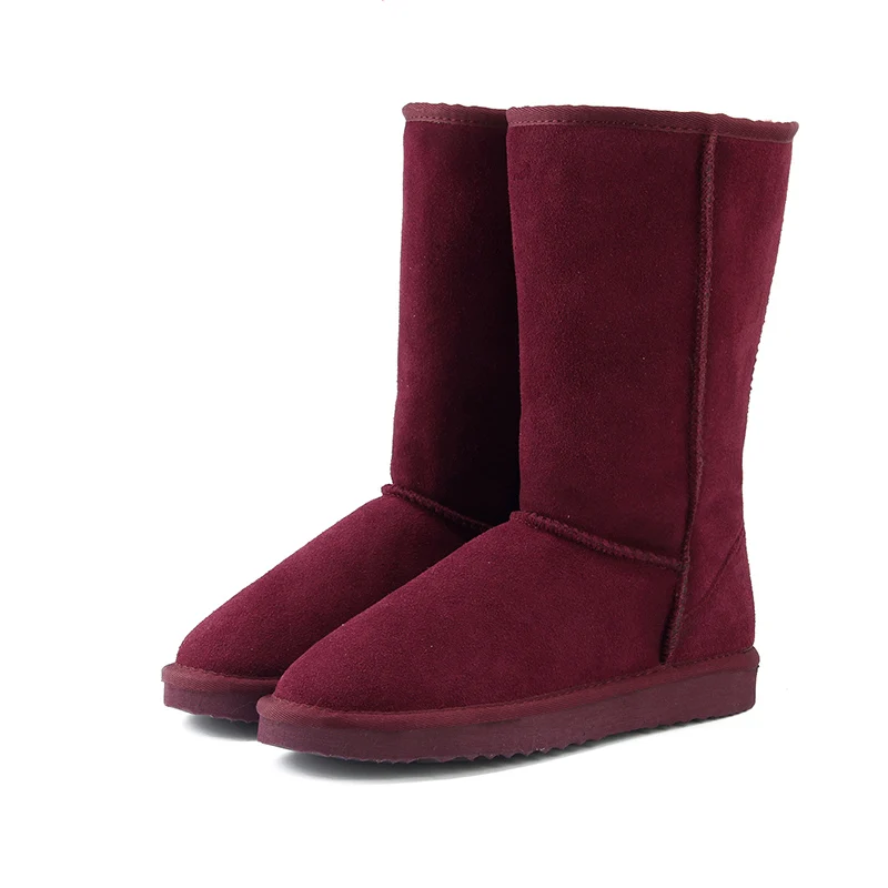 Wine Red MBR FORCE/Классическая Женская обувь в австралийском стиле; высококачественные водонепроницаемые зимние ботинки из натуральной кожи; зимние ботинки на меху; теплые женские ботинки - Цвет: Wine Red