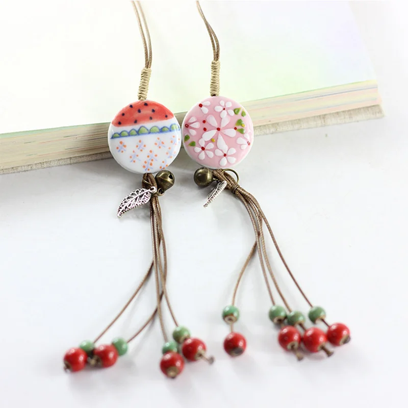 Керамический цветок кулон ожерелье полый листья чокер длинная плетеная