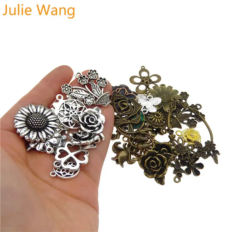 Julie Wang 10 шт. случайная отправка подвески в виде цветов РОЗА Подсолнух антикварное
