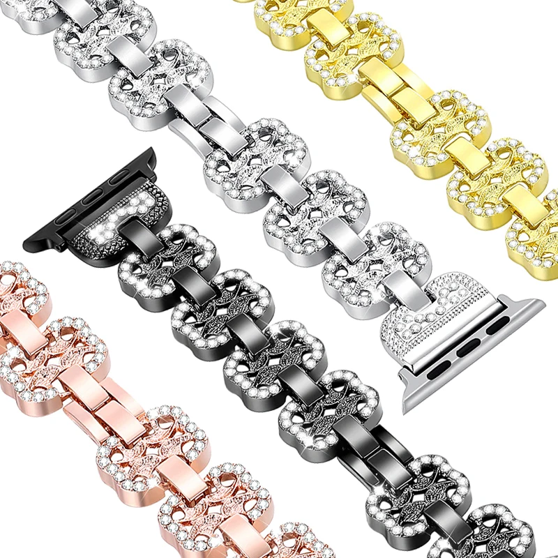 Laforuta Bling Браслет для Apple Watch Band 40 мм 44 серия 4 Женский 42 38 iWatch ремешок из нержавеющей