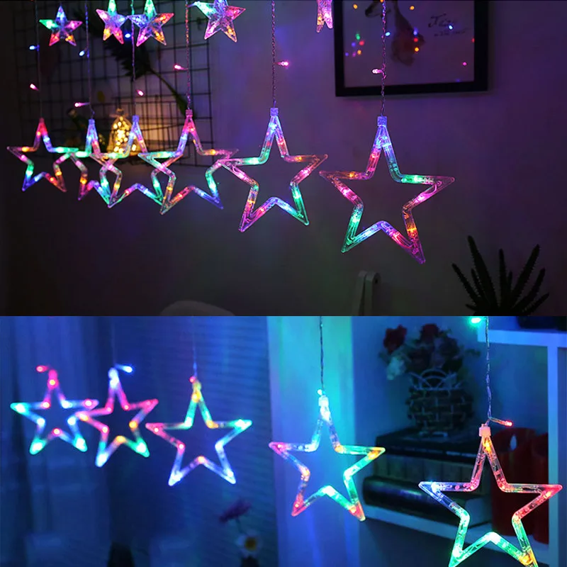 

Star Shaped LED Lights String Curtain Window Bedroom Xmas Fairy Lamp Home Decor HVR88