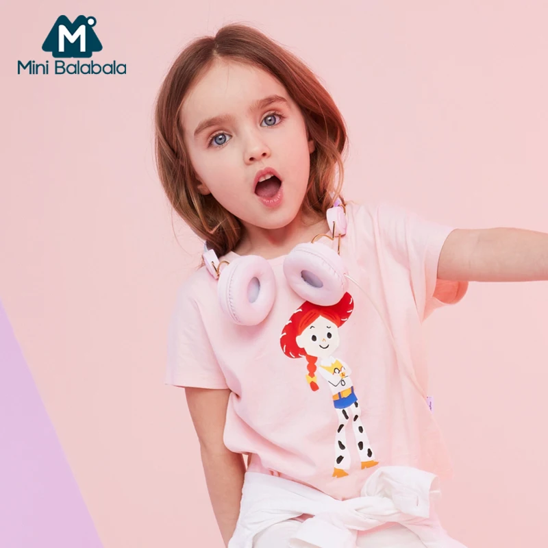 Футболка для девочек Mini balabalaBaby хлопковая футболка с коротким рукавом летняя