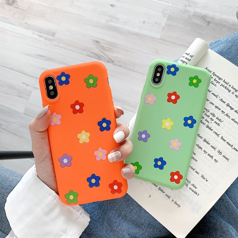 For Samsung Galaxy S10 Plus Case Cute Matcha green Orange Floral Patterned Cover Soft Silicone Matte Cases |