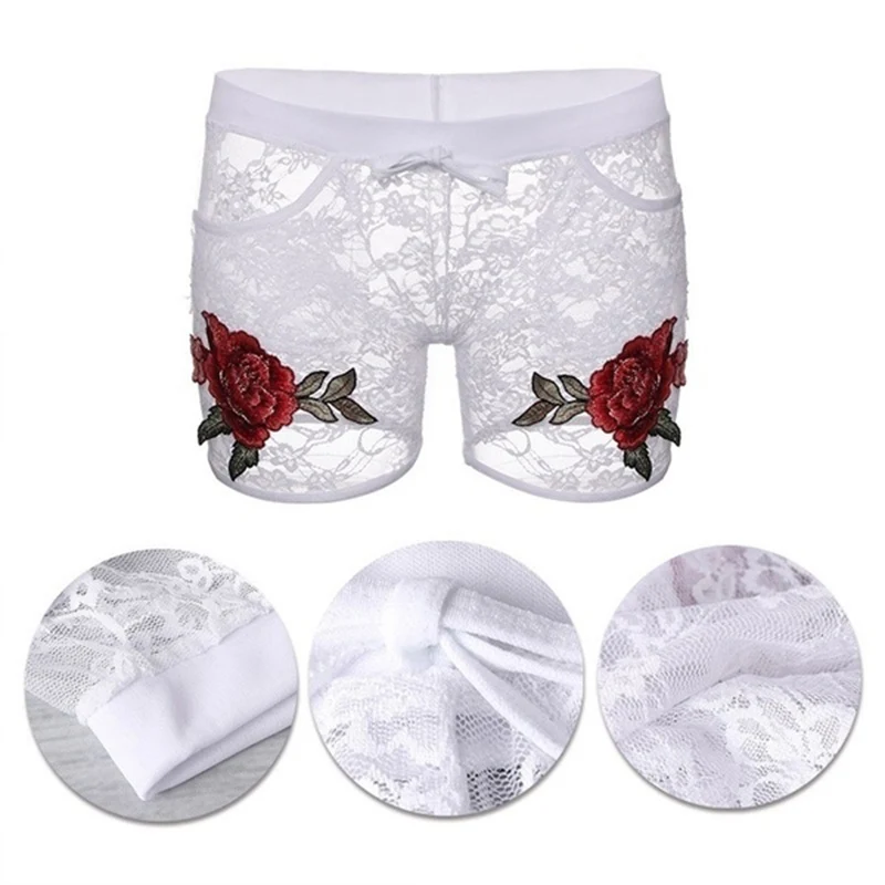 Женственная Дамская обувь Короткие шорты модные черного кружева выдалбливают