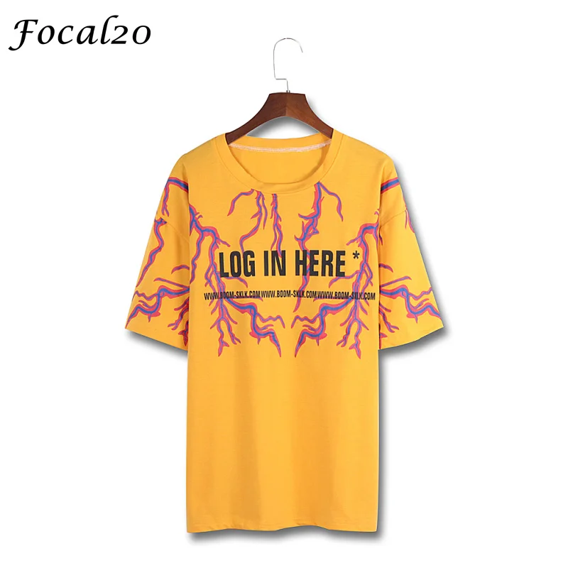 Футболка Focal20 женская с принтом молнии уличная одежда повседневная Свободная