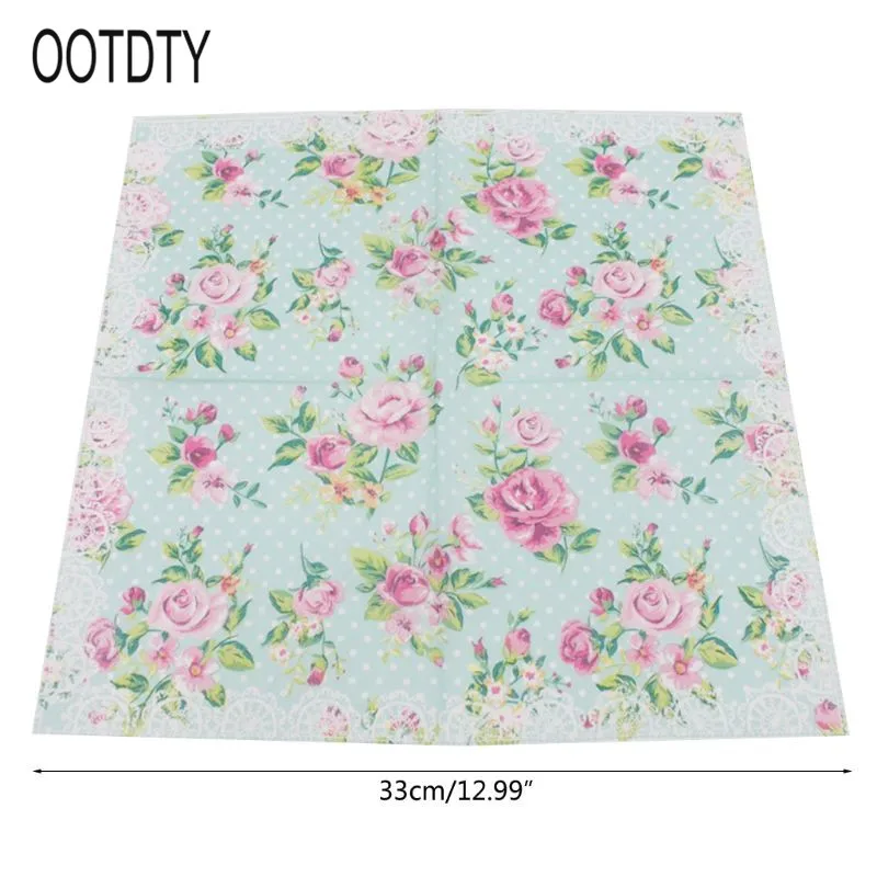 

Disposable Paper Napkins Tableware Supply Printed Square Tissue flower Wave point Pattern Party Festive Celebration 20 Pieces