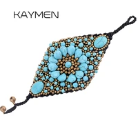 new especial luxury weaving crystal bracelet bangle women loved bohemia gypsy style natural stone rammel bracelet