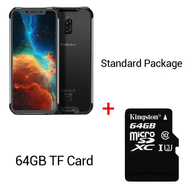 Black 64GB TF Card Новинка Blackview BV9600 IP68 водонепроницаемый мобильный телефон Helio P70 Android 9,0 4 Гб+ 64 Гб 6,2" 19:9 AMOLED 5580 мАч смартфон - Цвет: Black 64GB TF Card