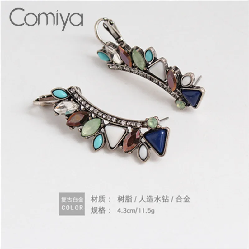 Серьги-гвоздики Comiya женские винтажные мозаичные большие серьги из цинкового