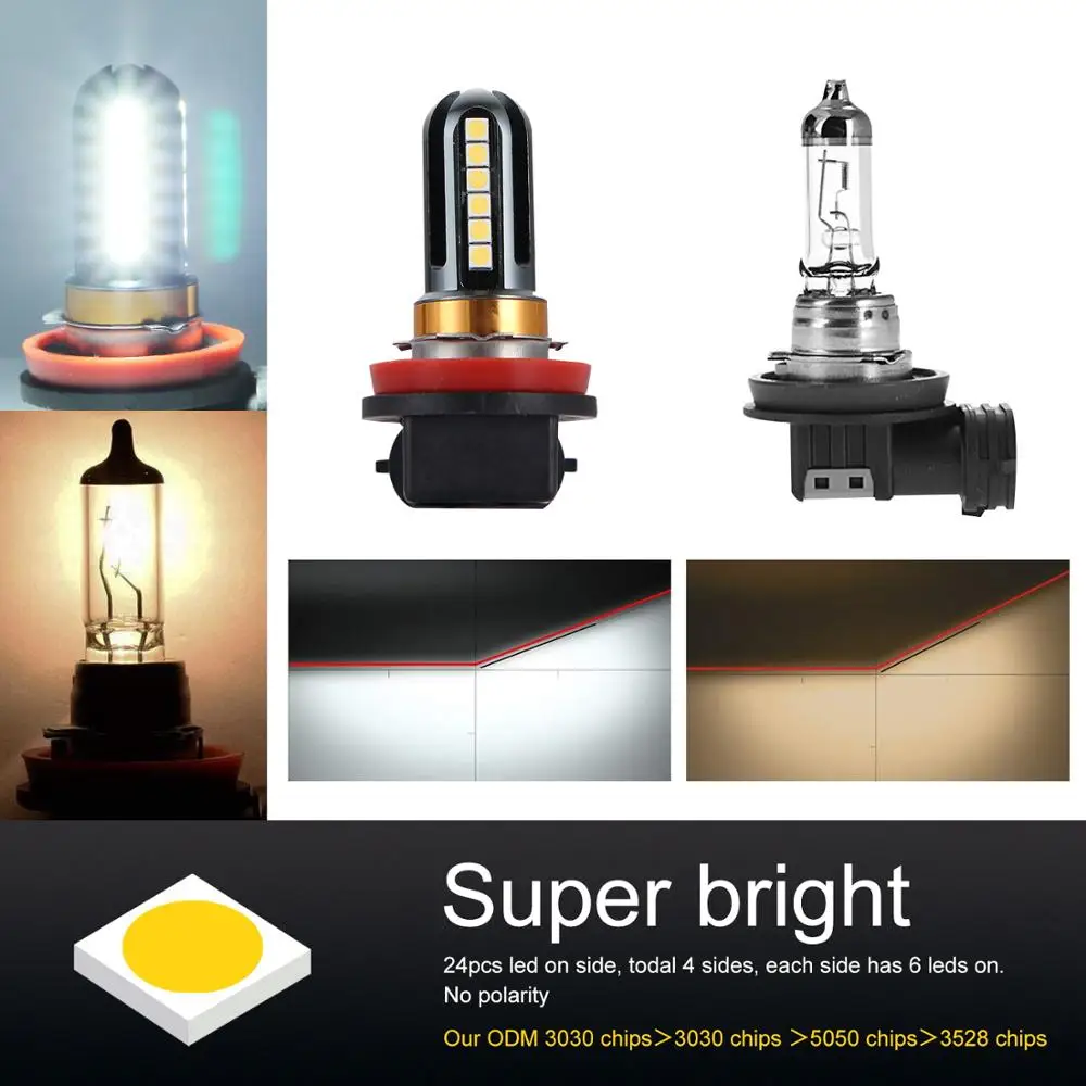 2 шт. светодиодный противотуманный фонарь с 4 боковыми чипами автомобильные лампы