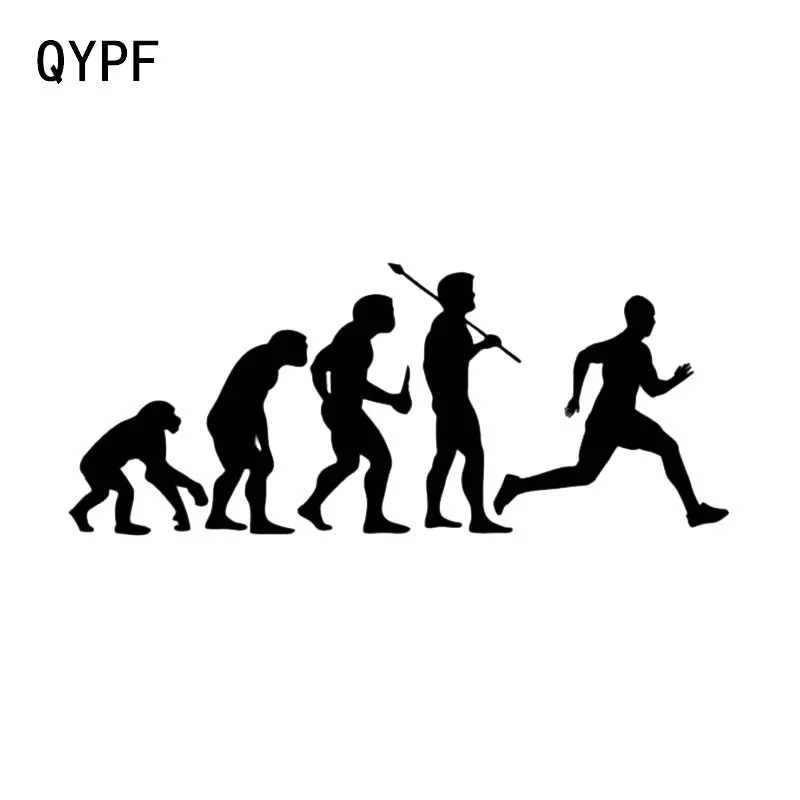 

QYPF 15.3*6.3CM Funny Running Evolution Graphic Decor Car Styling Sticker Vinyl Accessories C16-0808