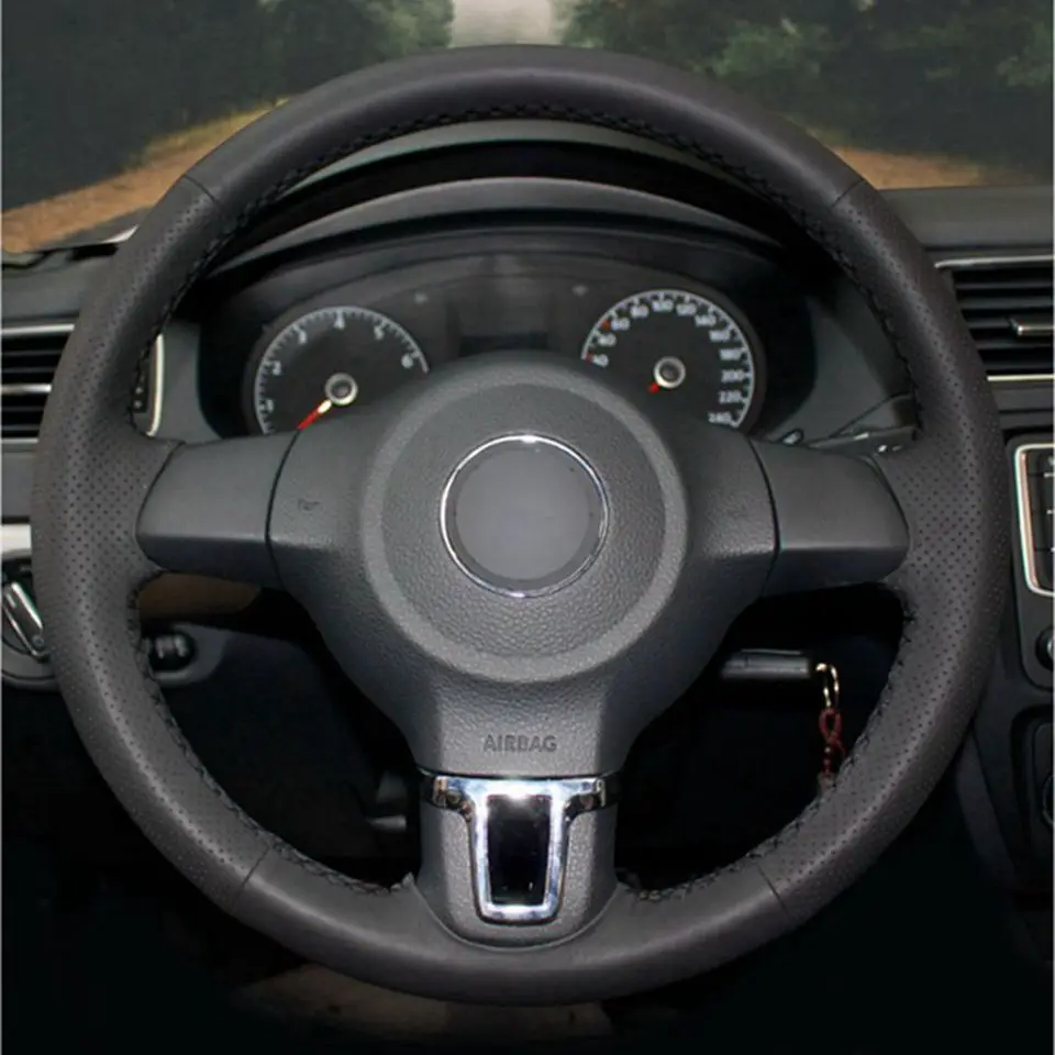 Черный чехол на руль из искусственной кожи для Volkswagen VW Golf Tiguan Passat B7 Passat CC Touran Jetta Mk6