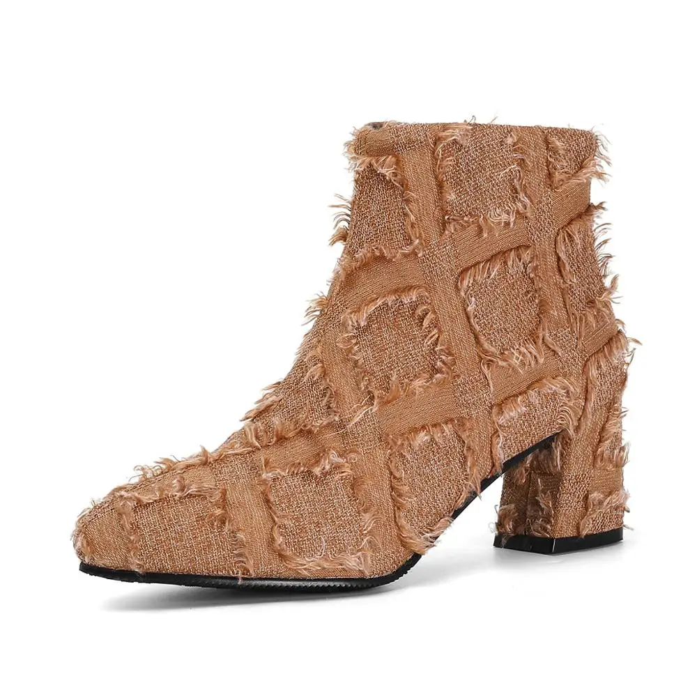 2019 Новое поступление Модные женские ботильоны из джинсовой ткани черного и