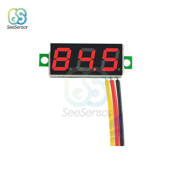 Red 3 Wire 0,28 дюймов DC 0-100 в 12 В Мини светодиодный цифровой вольтметр измеритель напряжения Панель Вольт тестер детектор монитор красный зеленый синий желтый белый - Цвет: Red 3 Wire