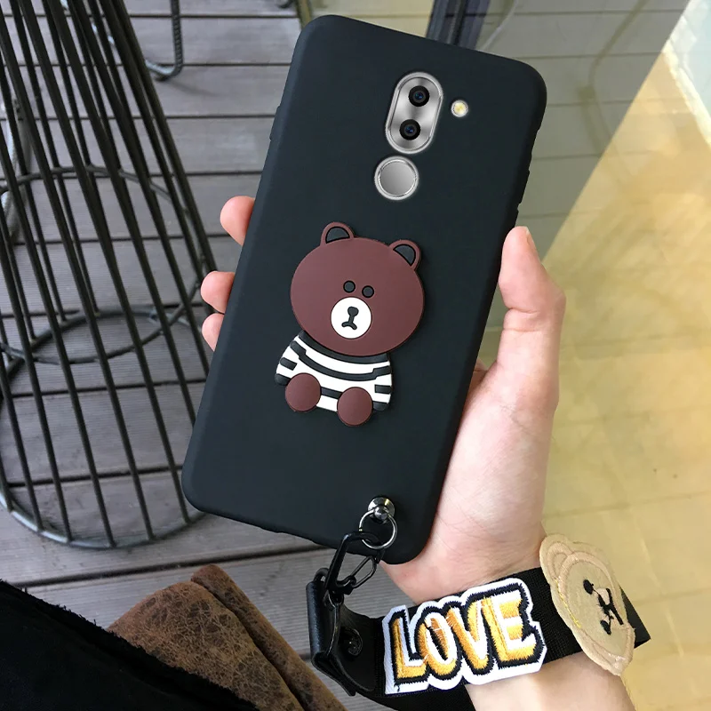 ALIVO For Huawei honor 6X case full protection Cartoon 3d cute bear silicon Fitted Case with hand rope for huawei gr5 2017 cover |