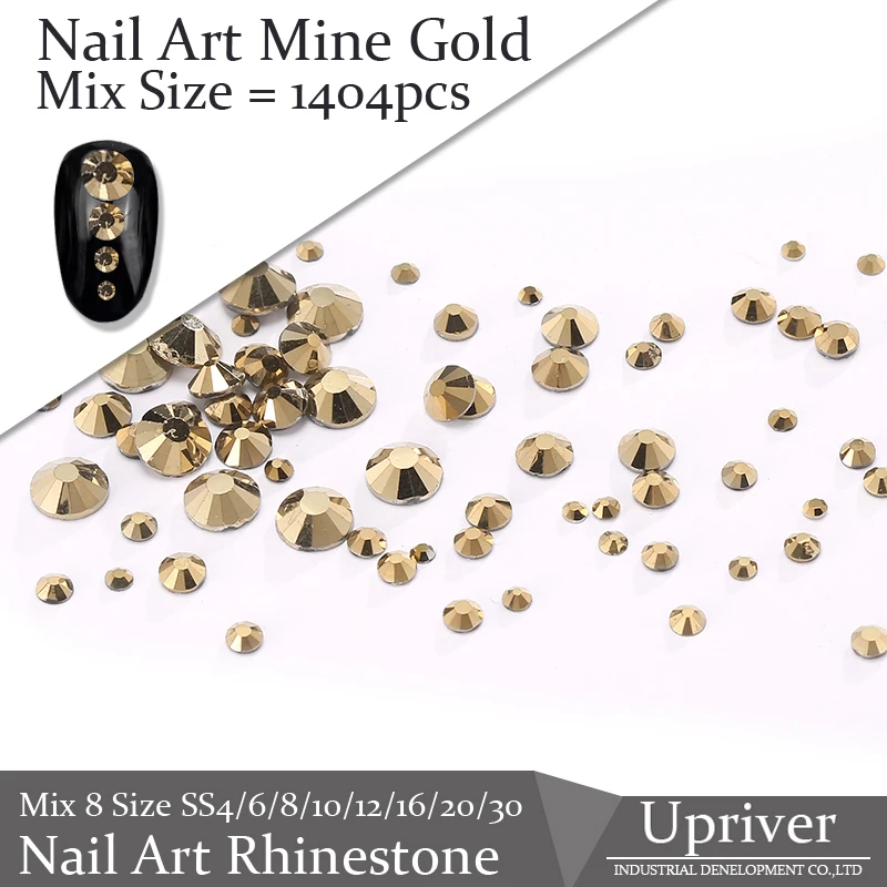 Аксессуары для ногтей вверх по реке стразы из шахтного золота без горячей