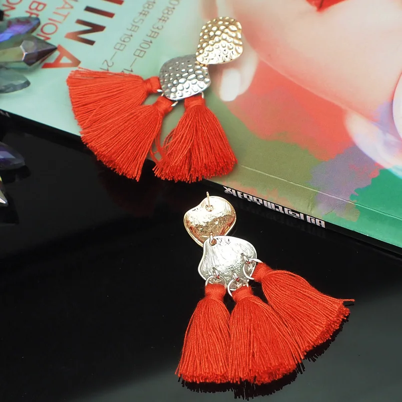 MANILAI, Винтажные серьги с кисточками для женщин, Boho, золотой, серебряный цвет, неправильные, сплав, бахрома, висячие серьги, массивные украшения